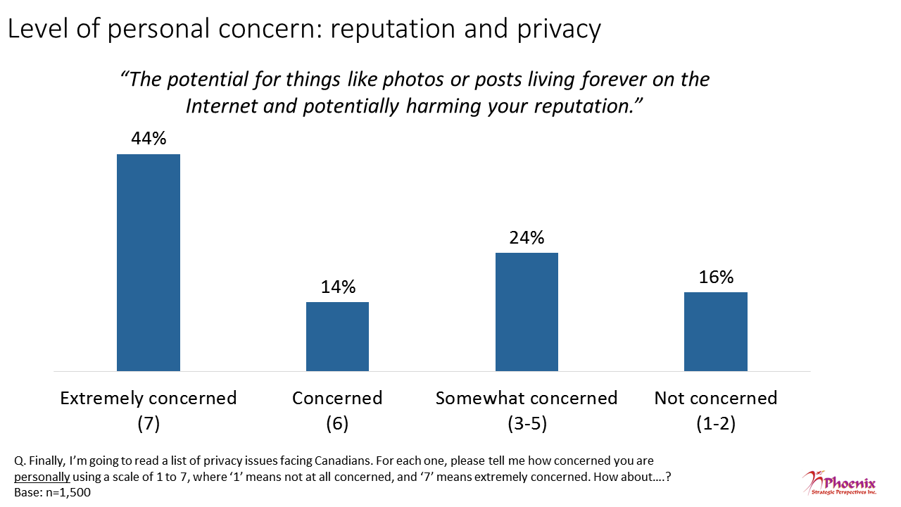 Figure 12: Level of personal concern: reputation and privacy
