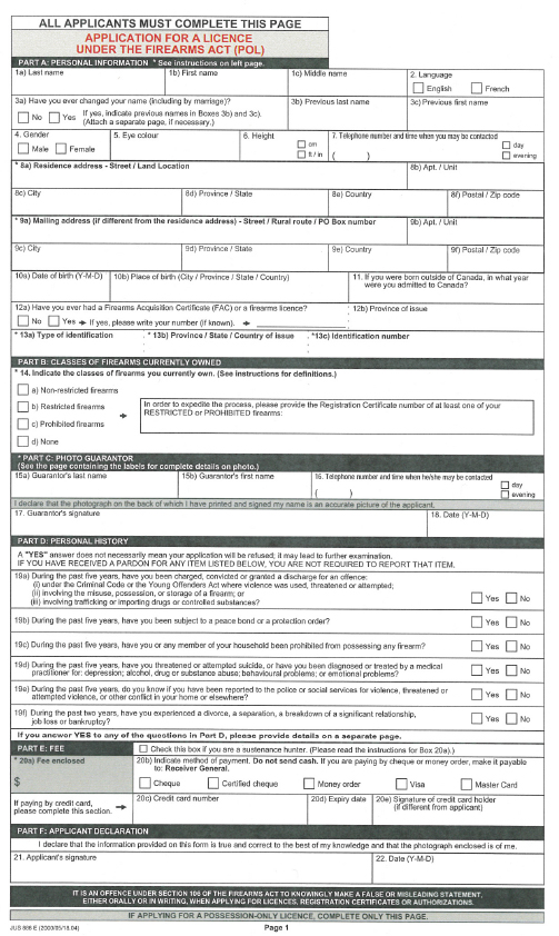 Application for a Licence under the Firearms Act - scanned version - p3