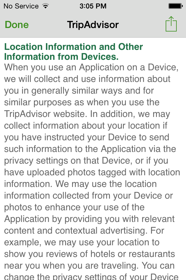 TripAdvisor on iOS