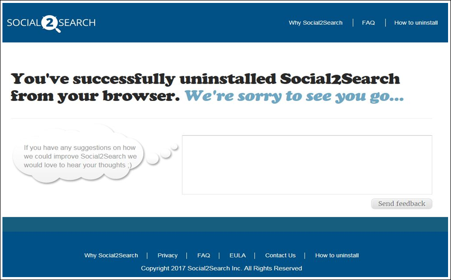 Fig. 9: Post-uninstallation web page at Social2Search