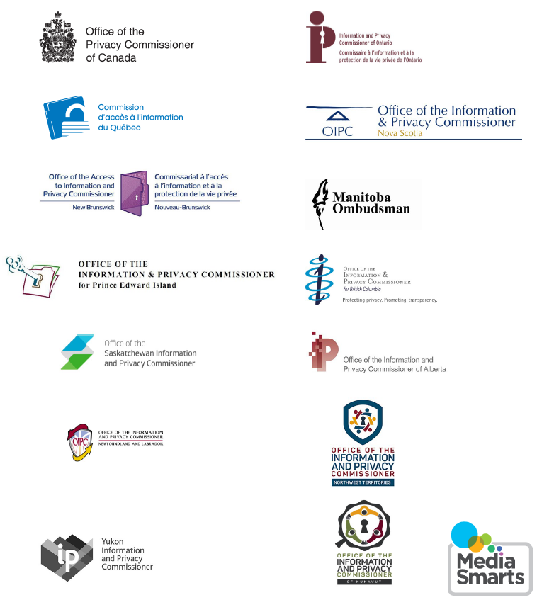 Logos for the provincial and territorial information and privacy commissioners