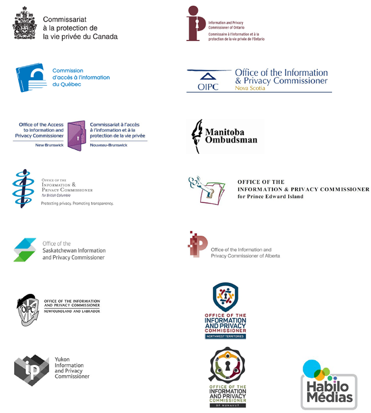 Figure 1 : Logos des commissaires provinciaux et territoriaux à l'information et à la protection de la vie privée