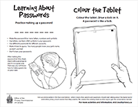 Thumbnail of the Learning about passwords activity sheet, described in the text description that immediately follows.
