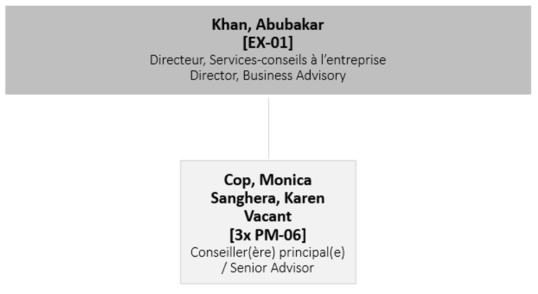 Organizational Chart of Business Advisory Directorate