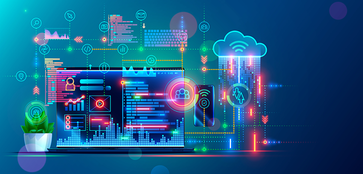 A digital grid showing different types of technology