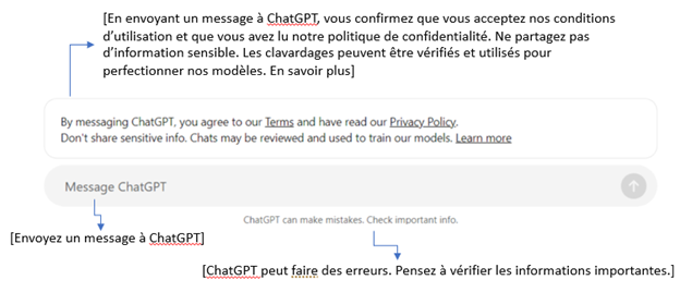 Figure 2. Exemple d’avis concernant la communication de renseignements de nature sensible (navigateur)